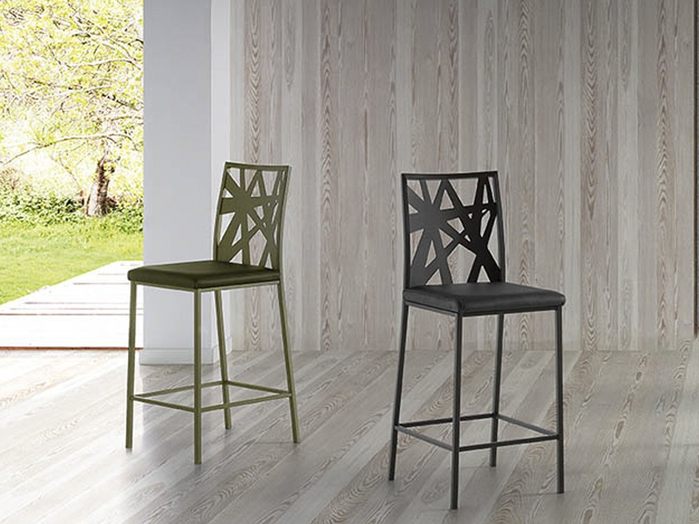 Taburete alto de acero con asiento tapizado Star de Ramiro Tarazona - 2