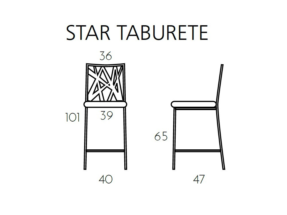Taburete alto de acero con asiento tapizado Star de Ramiro Tarazona - 3