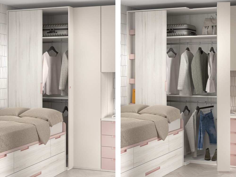 Cama compacta Bicama en composición de dormitorio juvenil F002 Formas de Glicerio Chaves - 4