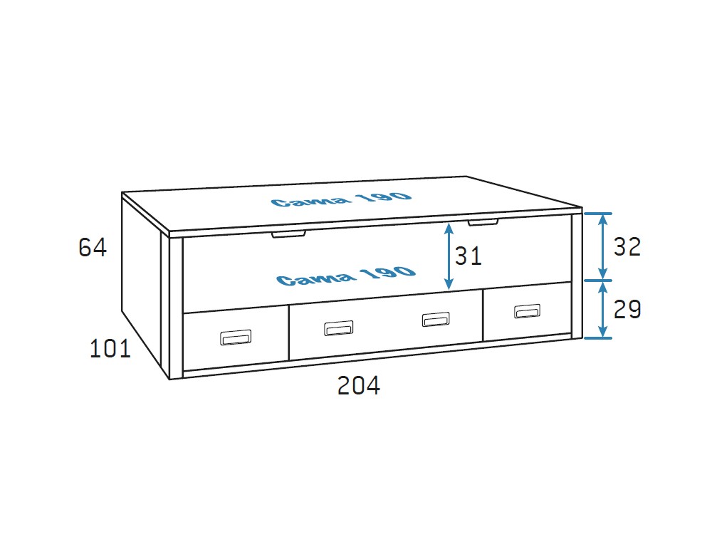 Cama compacta Bicama en composición juevenil F004 Formas de Glicerio Chaves - 5