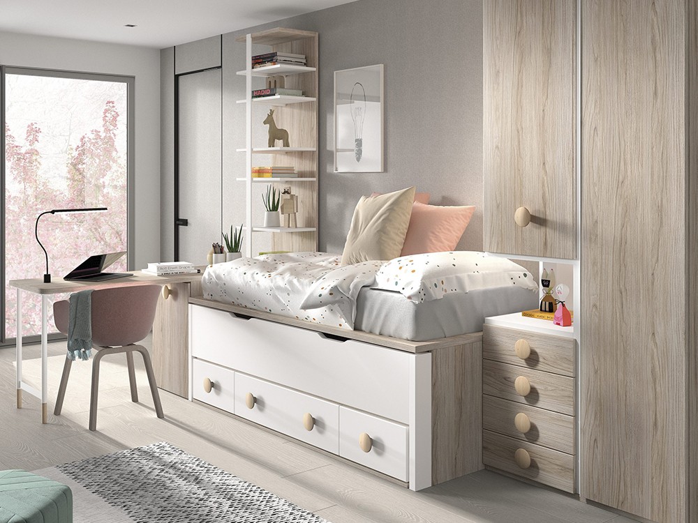 Cama compacta Bicama en composición juevenil F004 Formas de Glicerio Chaves - 4