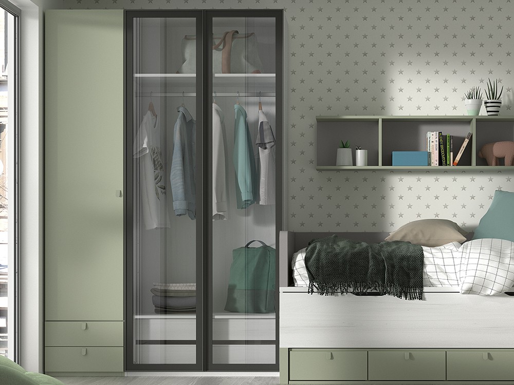 Cama compacta Bicama en composición de dormitorio juvenil F003 Formas de Glicerio Chaves - 5