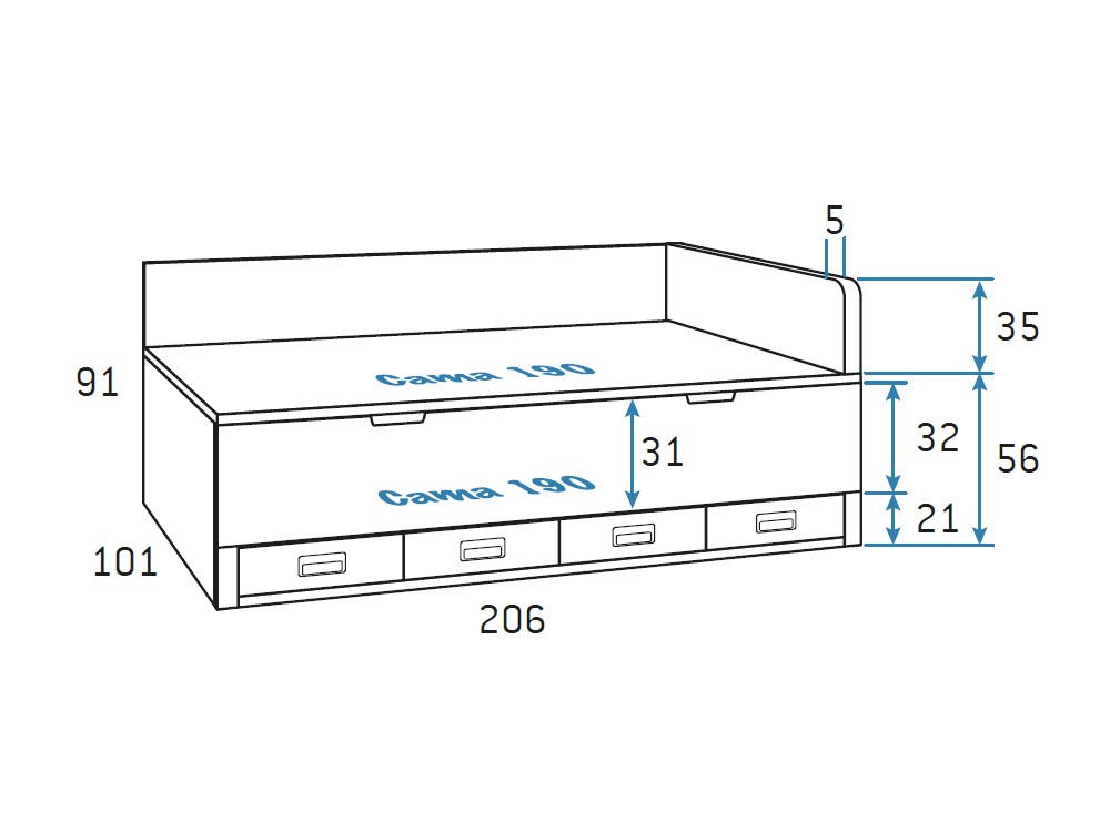 Composición Bicama con armario rinconero Formas F009 de Glicerio Chaves - 5