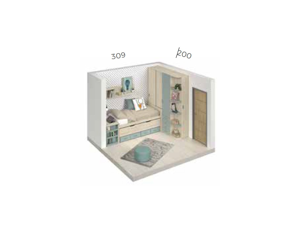 Composición Bicama con escritorio extraíble Formas F017 de Glicerio Chaves - 8