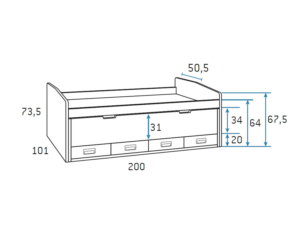 Composición Bicama con escritorio extraíble Formas F017 de Glicerio Chaves - 5