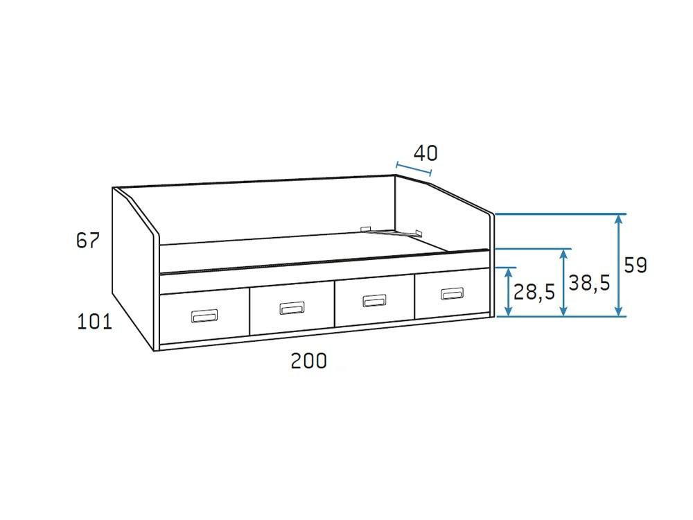 Cama compacta con cuatro contenedores Formas F101 de Glicerio Chaves - 3