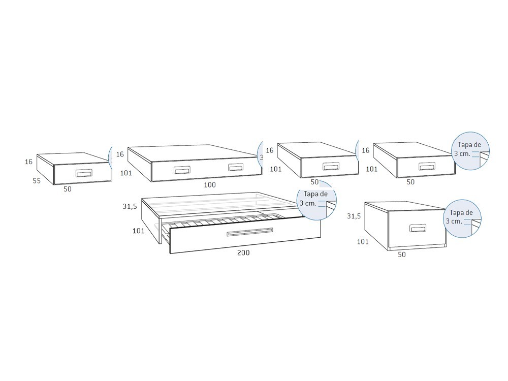 Cama modular con escritorio Formas F151 de Glicerio Chaves - 4