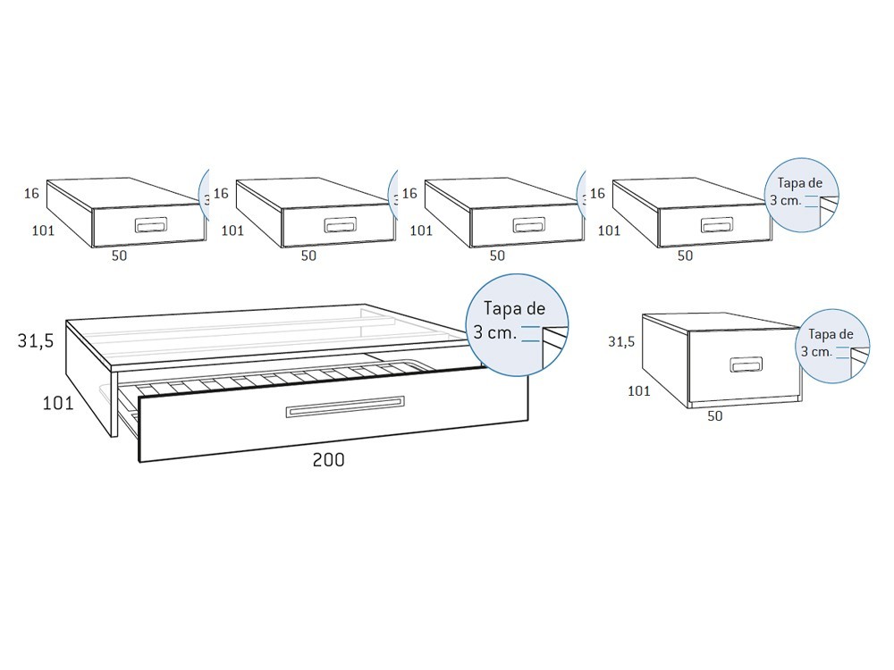 Cama modular con escritorio Formas F153 de Glicerio Chaves - 3
