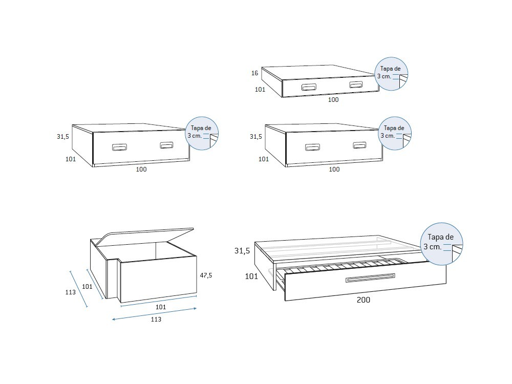 Composición dos camas modulares Formas F159 de Glicerio Chaves - 4