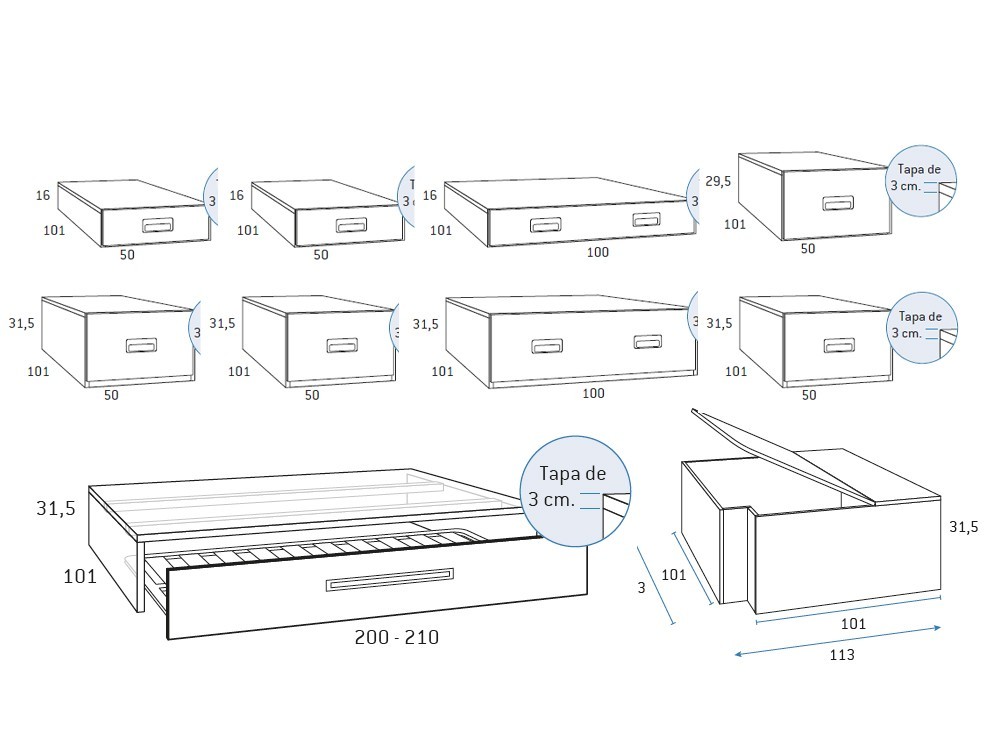 Composición dos camas modulares Formas F161 de Glicerio Chaves - 6
