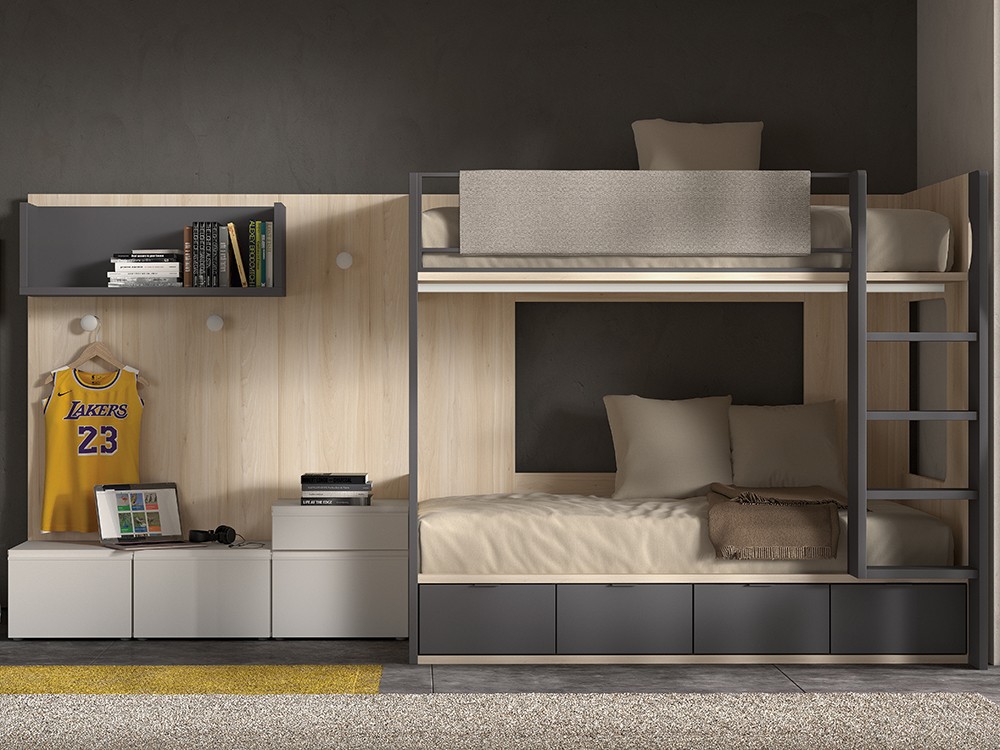 Litera bicolor con quitamiedos tapizado Formas F201 de Glicerio Chaves - 2