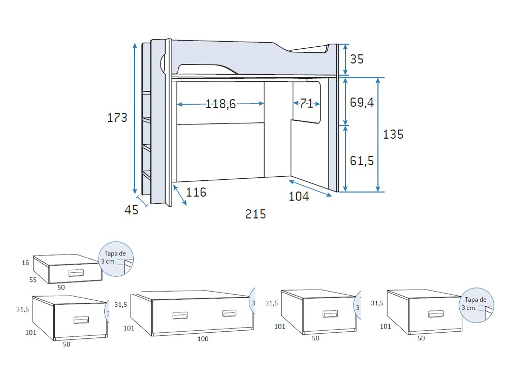Cama alta y cama modular Formas F206 de Glicerio Chaves - 17