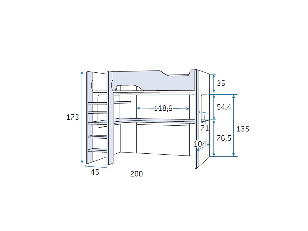 Cama alta con luz led y toma USB Formas F207 de Glicerio Chaves - 11