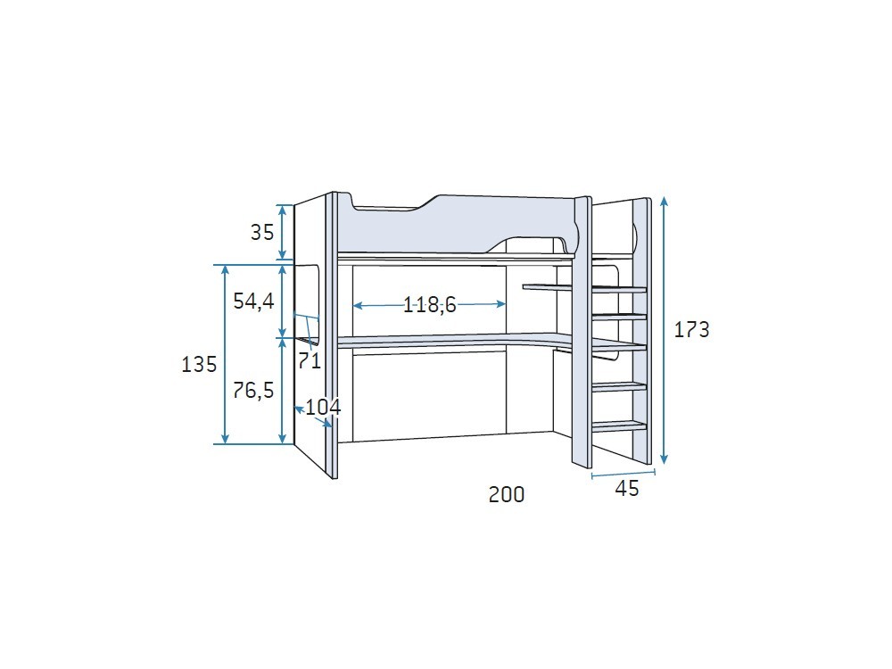 Cama alta con luz led y toma USB Formas F207 de Glicerio Chaves - 10