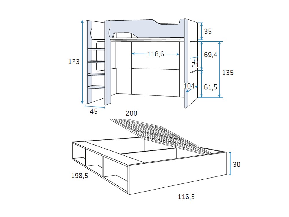Cama alta y cama con arcón Formas F208 de Glicerio Chaves - 10