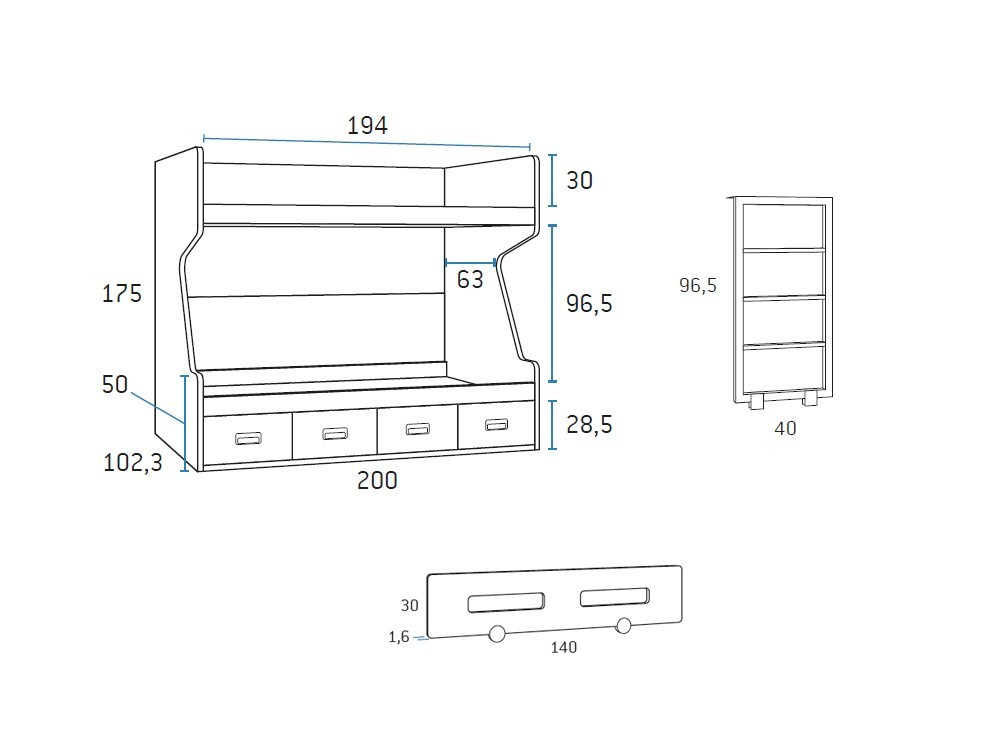 Litera con cuatro contenedores Formas F209 de Glicerio Chaves - 9