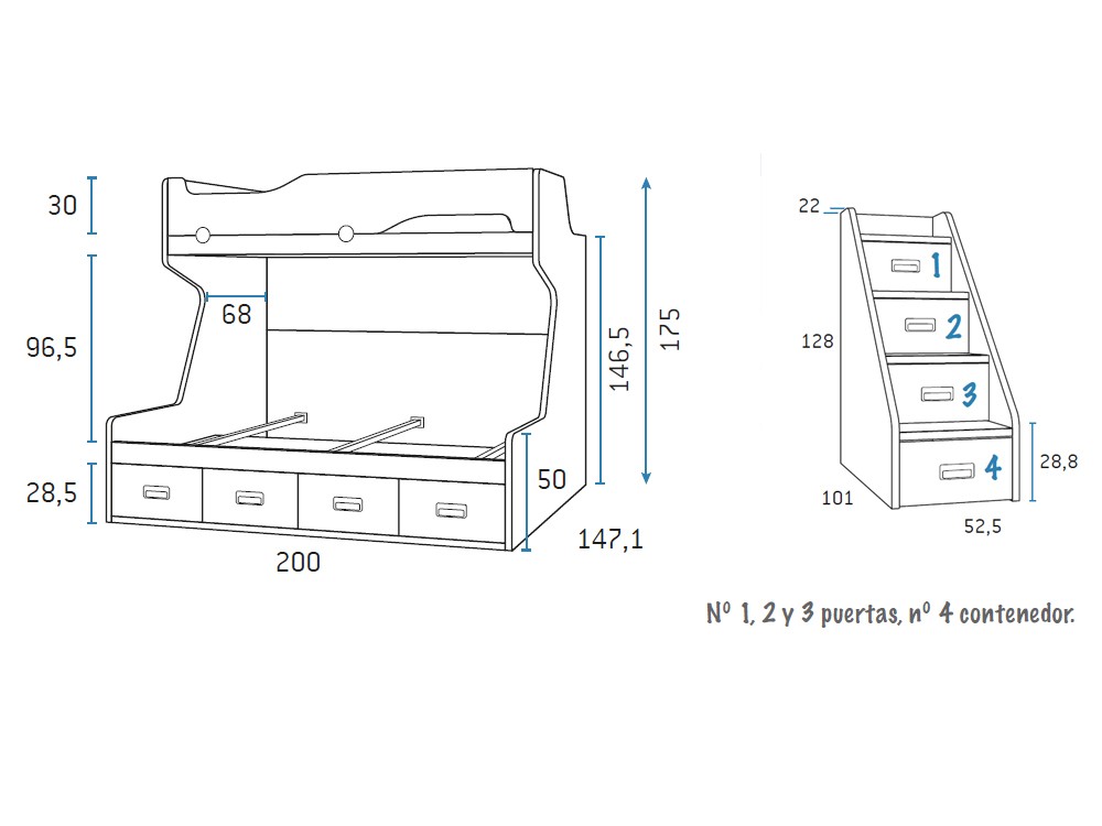 Litera con cama baja de 135cm Formas F210 de Glicerio Chaves - 16