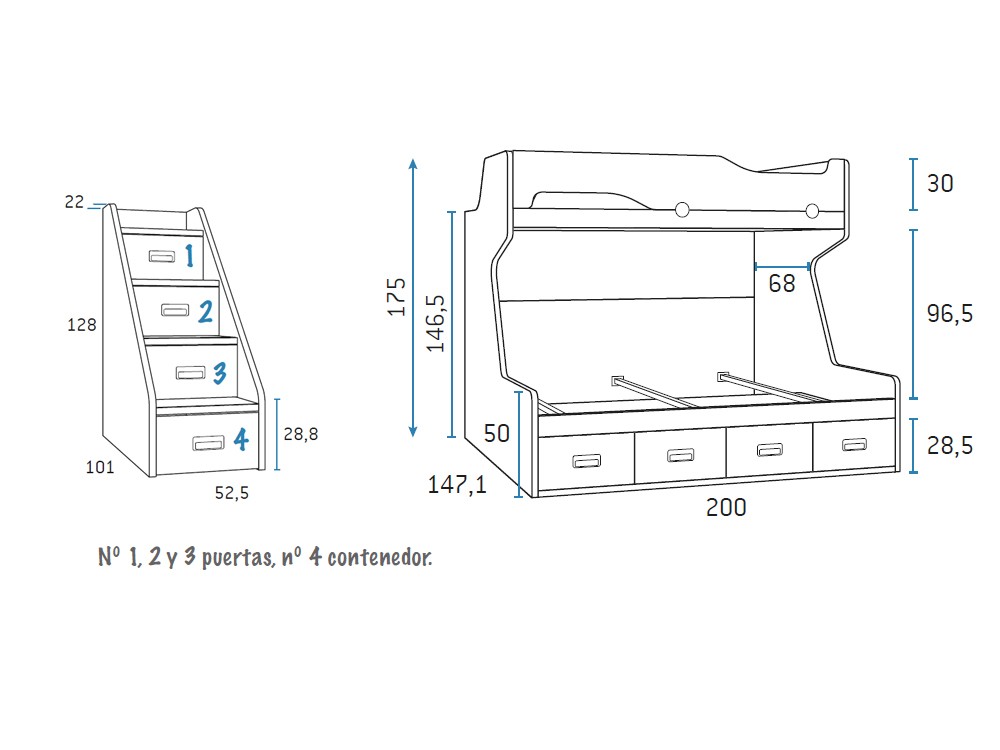 Litera con cama baja de 135cm Formas F210 de Glicerio Chaves - 17