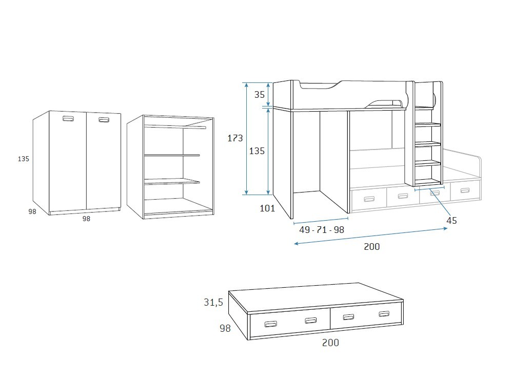 Cama tren con armario Formas F214 de Glicerio Chaves - 15