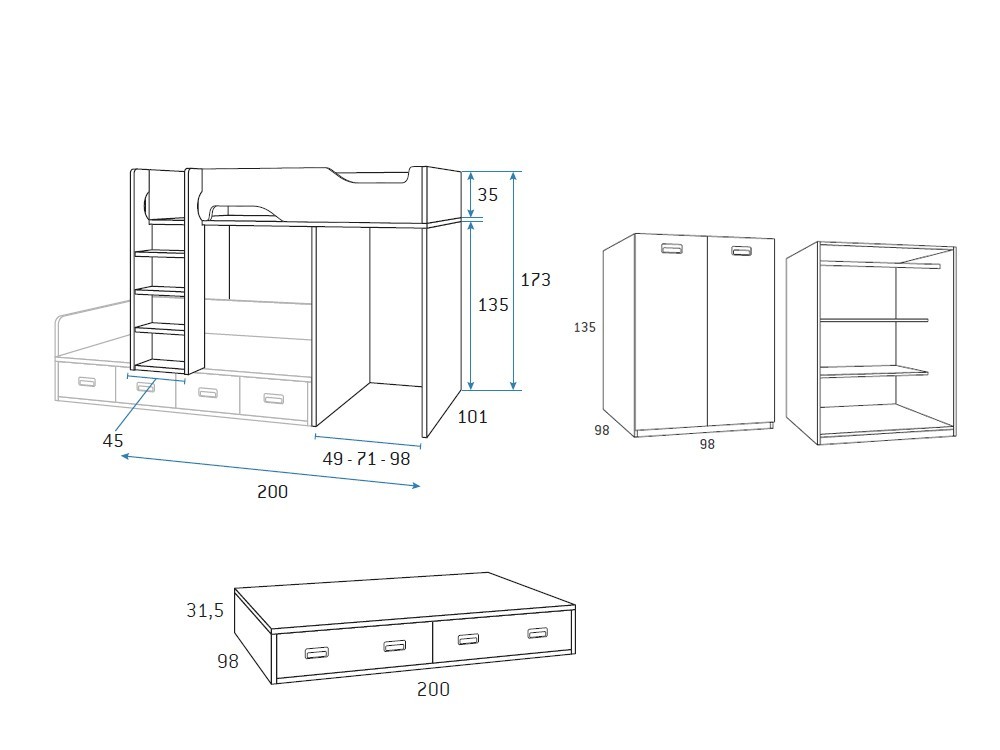 Cama tren con armario Formas F214 de Glicerio Chaves - 16