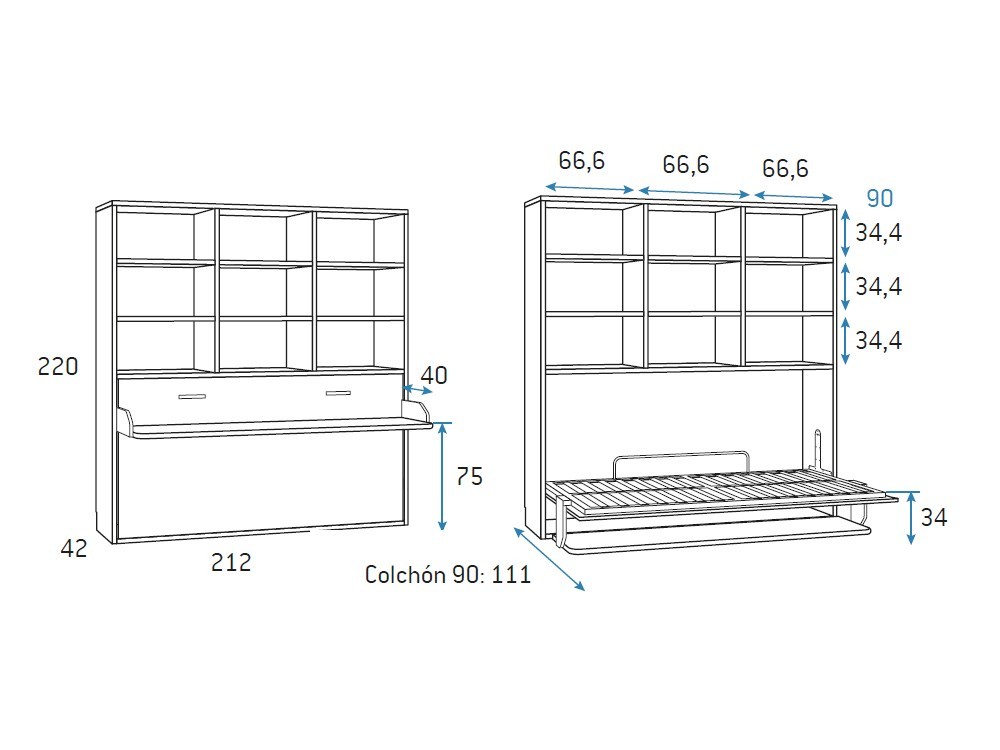 Cama abatible horizontal con escritorio y librería Formas F253 de Glicerio Chaves - 9