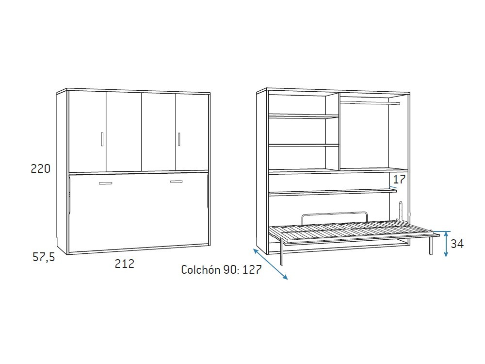 Cama abatible horizontal con armario Formas F256 de Glicerio Chaves - 10