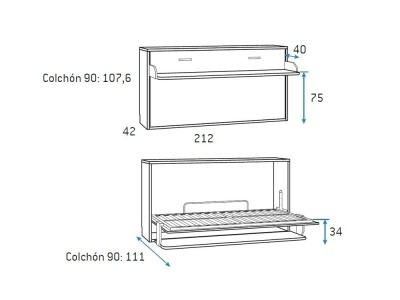 Cama abatible horizontal con escritorio Formas F257 de Glicerio Chaves - 8