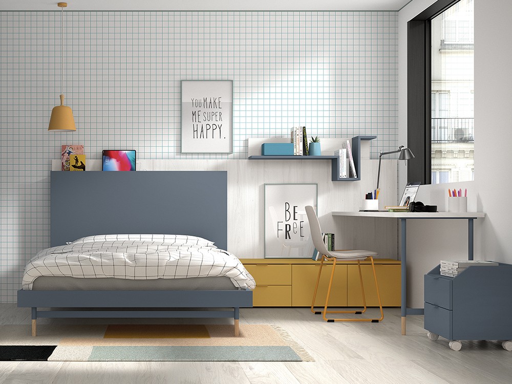 Cama con cabecero repisa Formas F301 de Glicerio Chaves - 2