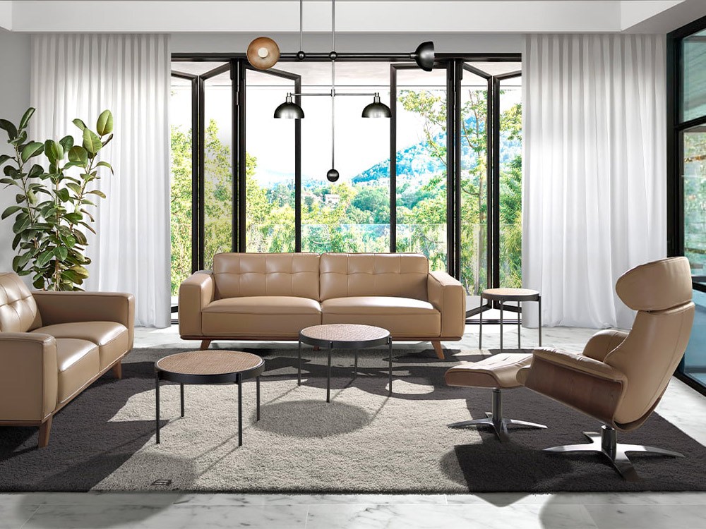 Sillón giratorio relax tapizado en piel 5087 con o sin otomán de Ángel Cerdá - 11