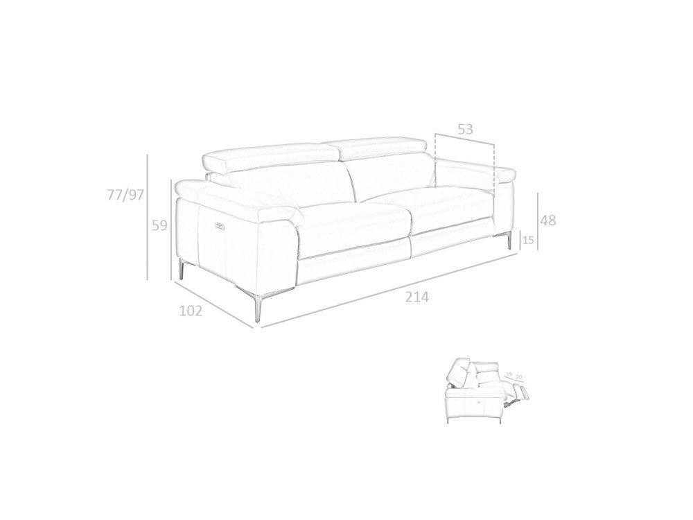 Sofá relax eléctrico de 2 o 3 plazas tapizado en piel 6121 o 6122 de Ángel Cerda - 19