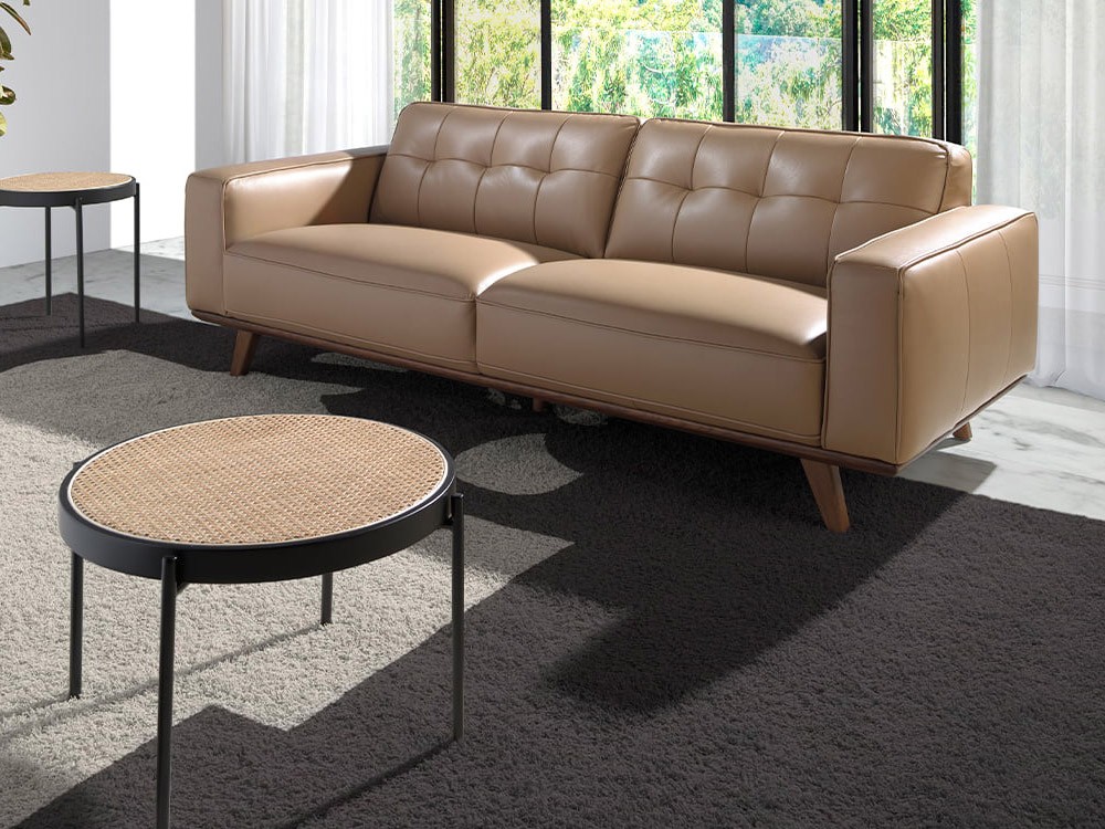 Sofá tapizado en piel capitoné 6119 / 6120 Ángel Cerdá