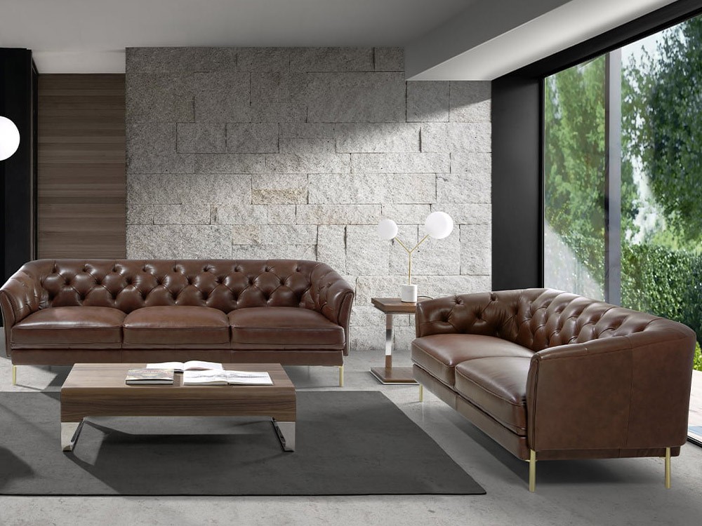 Sofá chester tapizado en piel capitoné 6139 o 6140 de Ángel Cerdá - 1