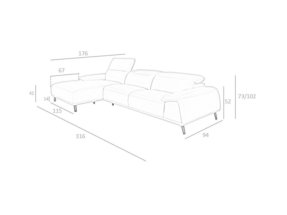 Sofá chaiselongue tapizado en piel 6149 o 6150 de Ángel Cerdá - 9
