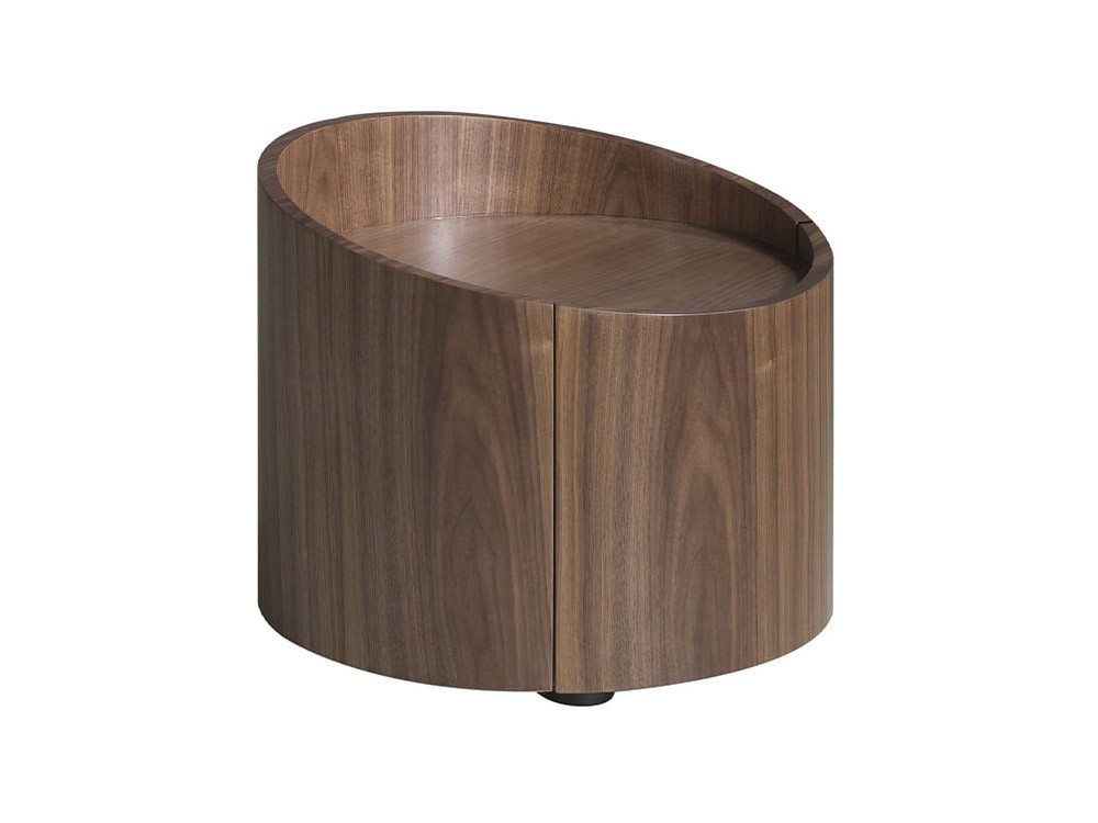 Mesita de noche redonda con un cajónen chapa nogal 7130 de Ángel Cerdá - 3