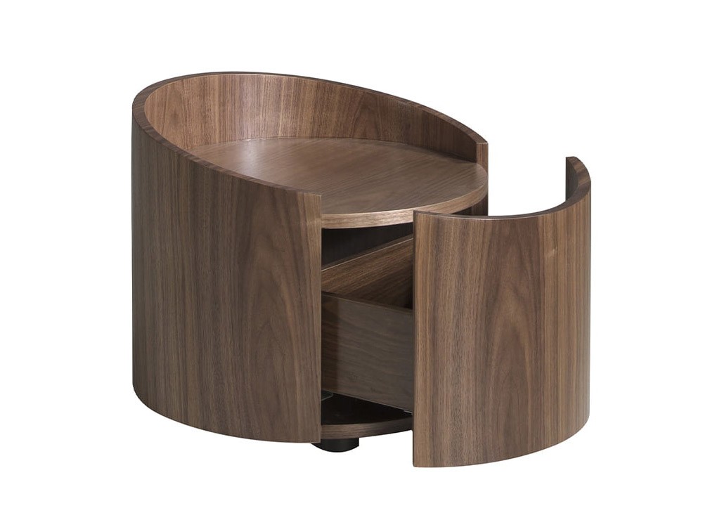 Mesita de noche redonda con un cajónen chapa nogal 7130 de Ángel Cerdá - 2