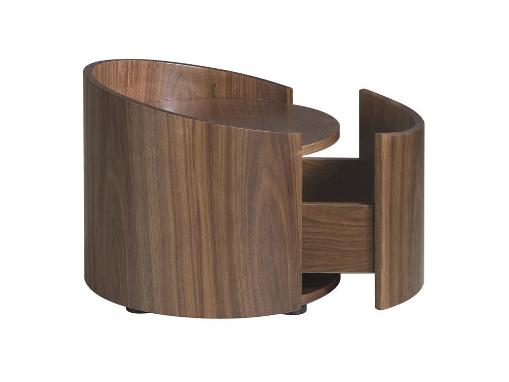 Mesita de noche redonda con un cajónen chapa nogal 7130 de Ángel Cerdá - 5