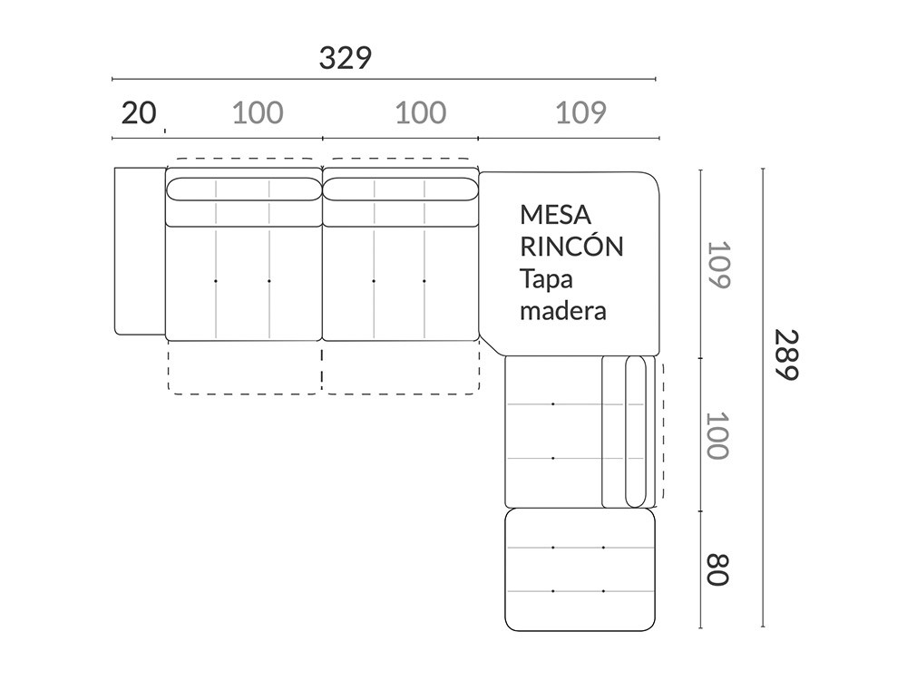 Sofá deslizante en esquina Yanai Acomodel