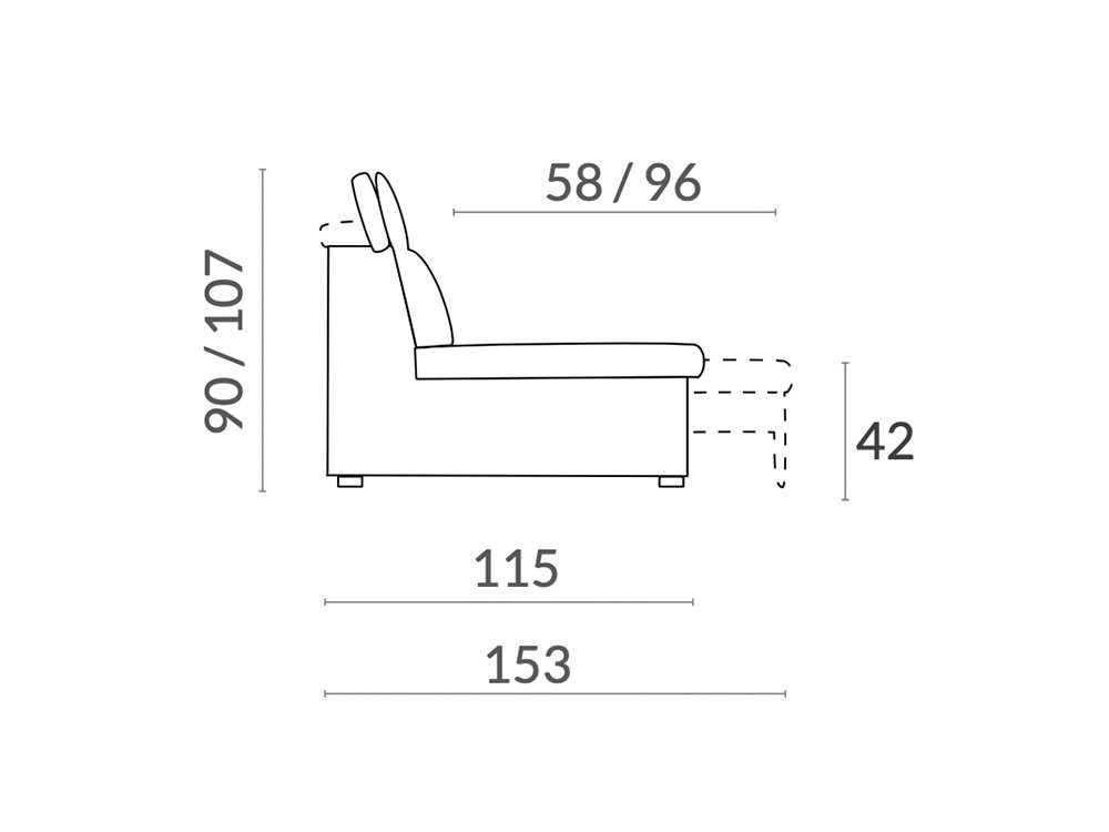 Sofá deslizante de 3 plazas con puf Yanai Acomodel