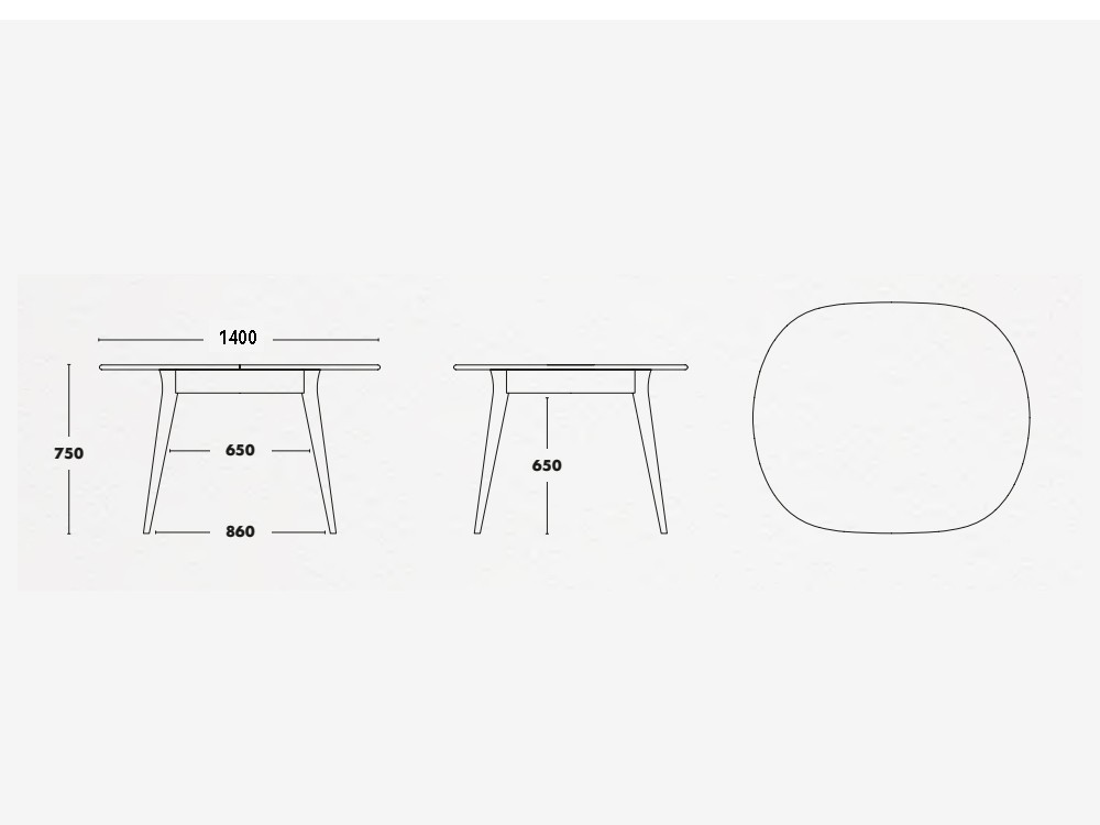 Mesa de comedor ovalada Mikado