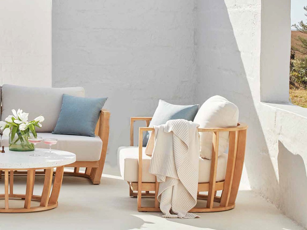 Set de salón exterior de madera tropical Manila Majestic Garden - 3