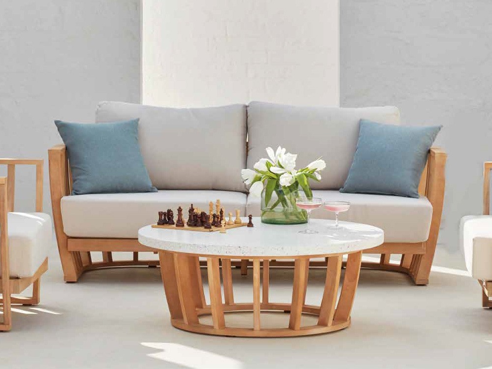 Set de salón exterior de madera tropical Manila Majestic Garden - 1