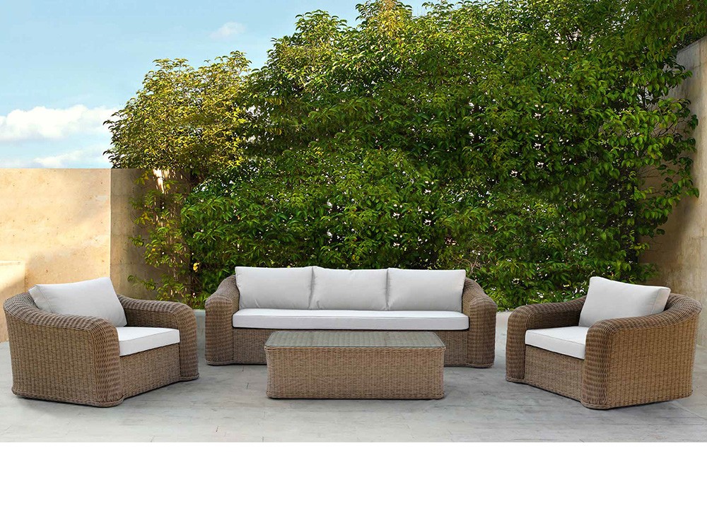 Set de salón exterior de fibra sintética trenzada Perú Majestic Garden - 3