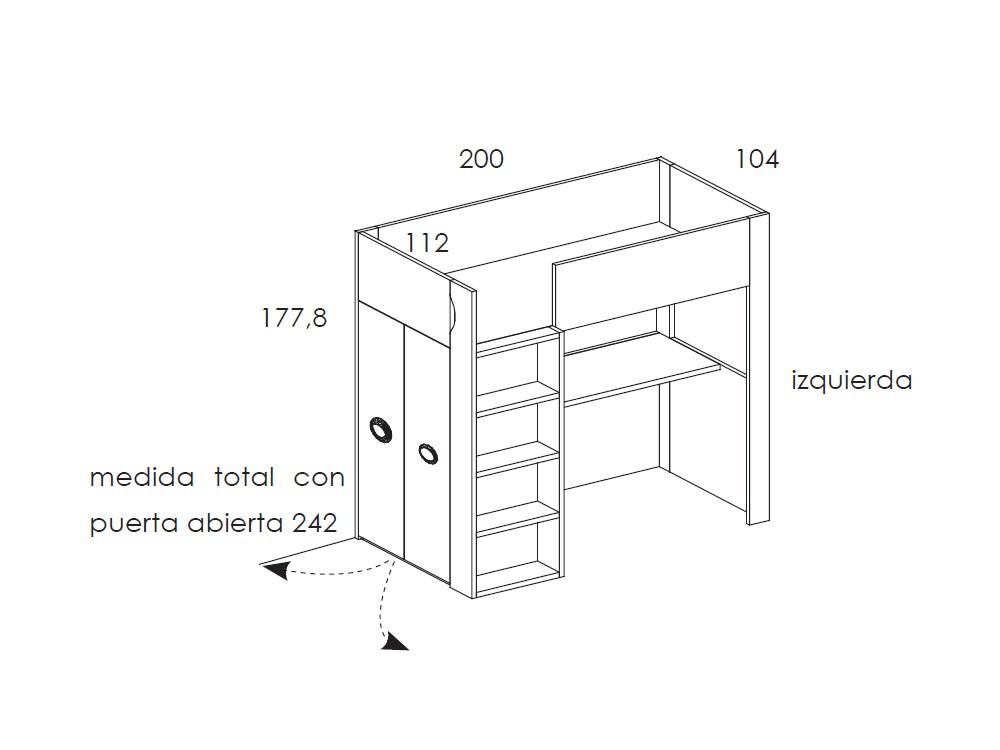 Cama alta con escritorio y armario Vitta de Tegar Mobel - 7