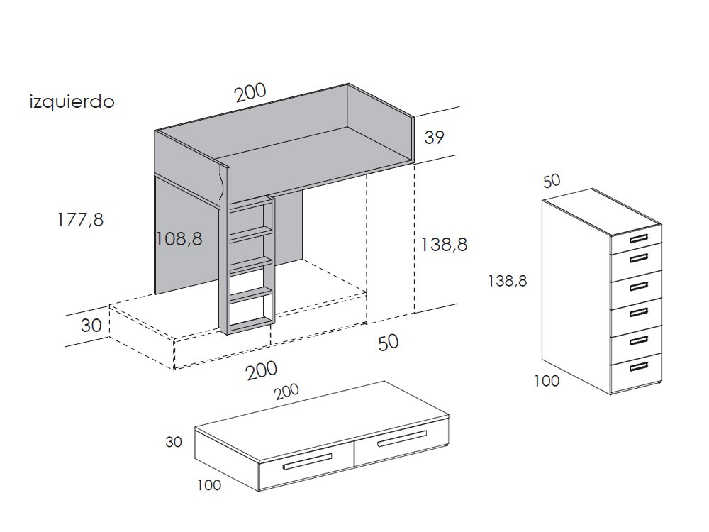 Litera tren Vitta con cajones de Tegar Mobel - 10