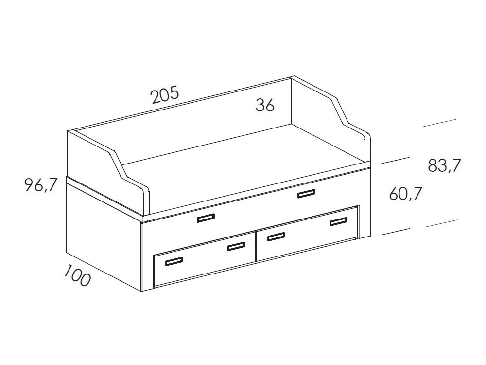 Compacta Sofá con deslizante y dos cajones Tegar Mobel - 9