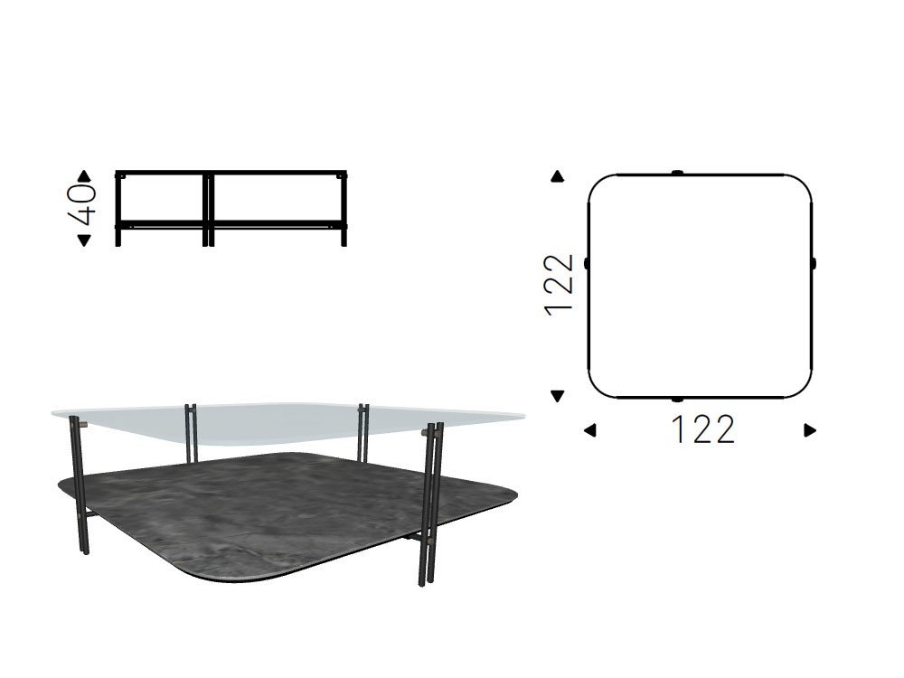 Mesa de centro cuadrada Biplane Cattelan Italia - 3