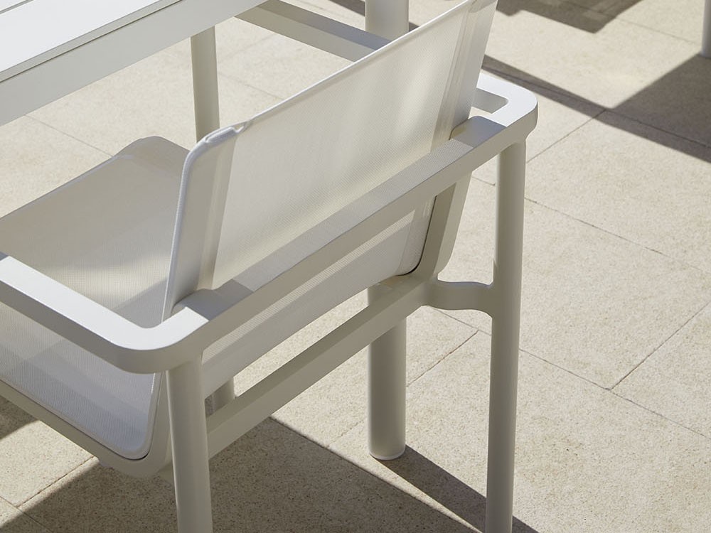 Silla de comedor exterior con brazos Origin de aluminio y Batyline Point - 3