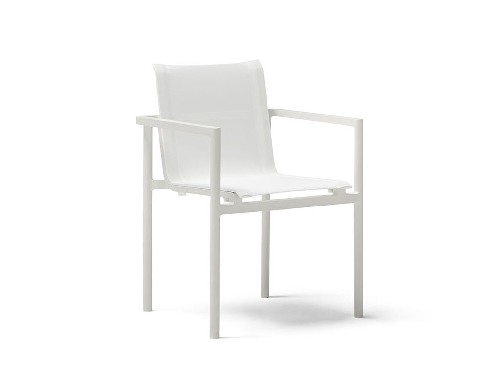 Silla de comedor exterior con brazos Origin de aluminio y Batyline Point - 4