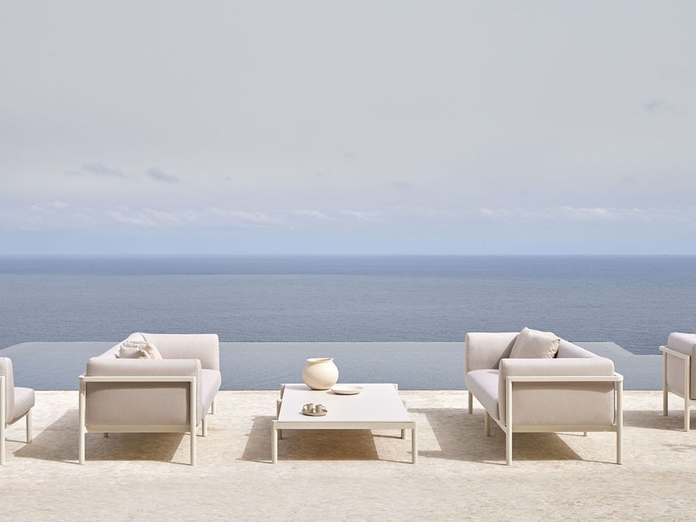 Sofá de dos o tres plazas para salón exterior Origin de aluminio Point- 12