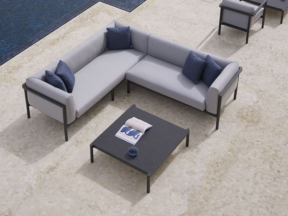 Mesa cuadrada de centro de aluminio, compacto o porcelánico para salón exterior Origin de Point - 1